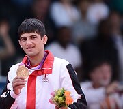 Dziudo kovotojas Lasha Shavdatuashvili i&scaron; Gruzijos laimėjo aukso medalį ik 66 kg kategorijoje