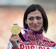 Rusijos lengvaatletė Natalya Antyukh laimėjo aukso medalį 400 metrų berjeriniame bėgime