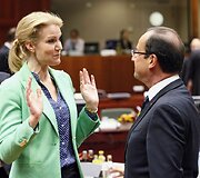 Danijos ministrė pirmininkė Helle Thorning Schmidt ir Prancūzijos prezidentas Francois Hollande'as