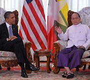JAV prezidentas Barackas Obama ir Mianmaro prezidentas Theinas Seinas