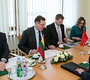 Algirdo Butkevičiaus ir Zengweno Liu susitikimo akimirka