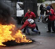 Protestas prie &bdquo;Goodyear Dunlop&ldquo; bustinės Prancūzijoje