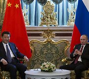 Kinijos prezidentas Xi Jinpingas ir Rusijos prezidentas Vladimiras Putinas