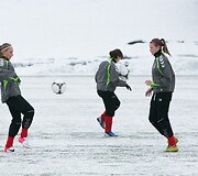 Lietuvos moterų futbolo rinktinės treniruotė