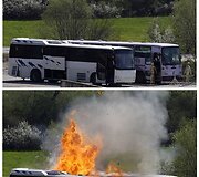 Atkartojamas sprogimas prie autobusų.