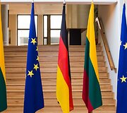 Lietuvos, Europos Sąjungos ir Voietijos vėliavos