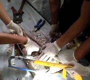 Kanalizacijos vamzdyje įstrigusio kūdikio gelbėjimo operacija