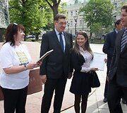 Su akcijos dalyviais susitiko premjeras Algirdas Butkevičius