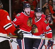 Brianas Bickellis ir Brandonas Saadas džiaugiasi įvarčiu.