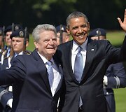 Vokietijos prezidentas Joachimas Gauckas ir JAV prezidentas Barackas Obama