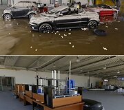 Automobilių parduotuvė Degendorfe 2013 m. birželio 11 dieną (vir&scaron;uje) ir 2013 m. birželio 21 dieną (apačioje)