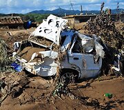Potvynio sumaitotas automobilis