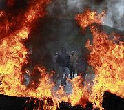 Kolumbijoje protestuotojų užblokuotas kelias 