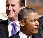 Didžiosios Britanijos ministras pirmininkas Davidas Cameronas ir JAV prezidentas Barackas Obama