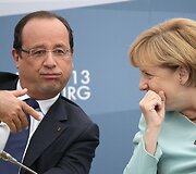 Prancūzijos prezidentas Francois Hollande'as ir Vokietijos kanclerė Angela Merkel