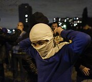 Kaukėtas protestuotojas Maskvoje