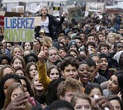 Moksleivių protestas Paryžiuje