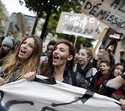 Moksleivių protestas Paryžiuje