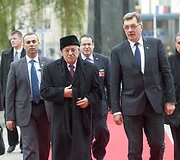 Palestinos prezidentas Mahmudas Abbasas ir Lietuvos premjeras Algirdas Butkevičius