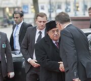 Palestinos prezidentas Mahmudas Abbasas ir Lietuvos premjeras Algirdas Butkevičius