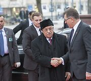 Palestinos prezidentas Mahmudas Abbasas ir Lietuvos premjeras Algirdas Butkevičius