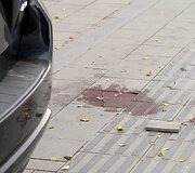 Kraujo žymės ant &scaron;aligatvio