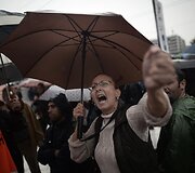 Streikuojančių darbuotojų protestas Graikijoje