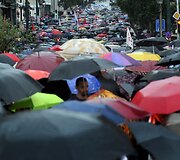Streikuojančių darbuotojų protestas Graikijoje