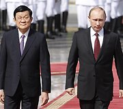 Vietnamo prezidentas Truongas Tan Sangas ir Rusijos prezidentas Vladimiras Putinas 