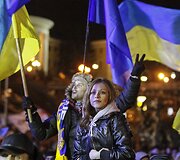 Protestuotojai Kijevo Nepriklausomybės aik&scaron;tėje