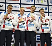 4x50m kombinuotos estafetės nugalėtojai &ndash; Rusijos plaukikai