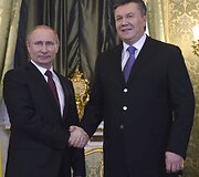 Rusijos prezidentas Vladimiras Putinas ir Ukrainos prezidentas Viktoras Janukovyčius