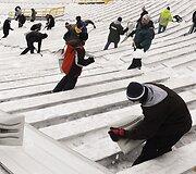 Savanoriai valo futbolo stadiono tribūnas Milvokyje