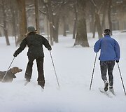 Čikagoje slidinėjantys žmonės