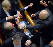 Deputatų mu&scaron;tynės Ukrainos parlamente 