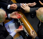 Deputatų mu&scaron;tynės Ukrainos parlamente 