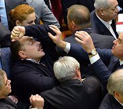 Deputatų mu&scaron;tynės Ukrainos parlamente 