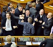 Deputatų mu&scaron;tynės Ukrainos parlamente 