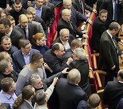 Deputatų mu&scaron;tynės Ukrainos parlamente 