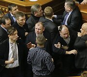 Deputatų mu&scaron;tynės Ukrainos parlamente 