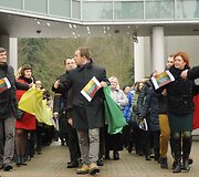 MRU studentai ir dėstytojai Valstybės atkūrimo dieną.