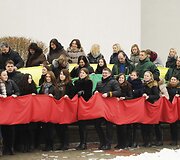 MRU studentai ir dėstytojai Valstybės atkūrimo dieną.