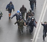 Kijeve ne&scaron;amas sužeistas protestuotojas