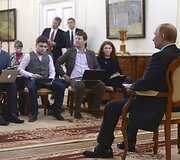 Rusijos prezidentas Vladimiras Putinas spaudos konferencijoje