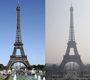 Paryžius 2012 m. rugpjūčio 17 d. (kairėje) ir 2014 m. kovo 14 d. (de&scaron;inėje)