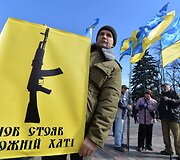 Kijeve prie Ukrainos parlamento susirinkę žmonės