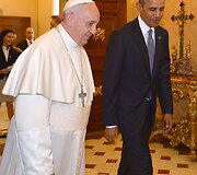 Popiežius Pranci&scaron;kus ir JAV prezidentas Barackas Obama