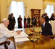 Popiežius Pranci&scaron;kus ir JAV prezidentas Barackas Obama