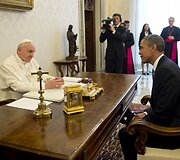 Popiežius Pranci&scaron;kus ir JAV prezidentas Barackas Obama