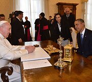 Popiežius Pranci&scaron;kus ir JAV prezidentas Barackas Obama